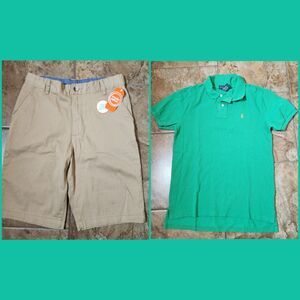Boy's Polo Shirt + Khaki Shorts Bundle | Size 18